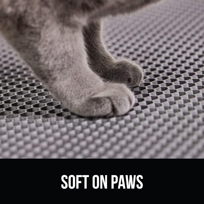 GORILLA GRIP Honeycomb Cat Litter Box Mat, Two Layer Trapping Waste Mats, Soft On Paws, Litter Box Supplies and Essentials for Indoor Cats, Traps Excess, Water Resistant for Floors, 30x24 Gray - Image 4
