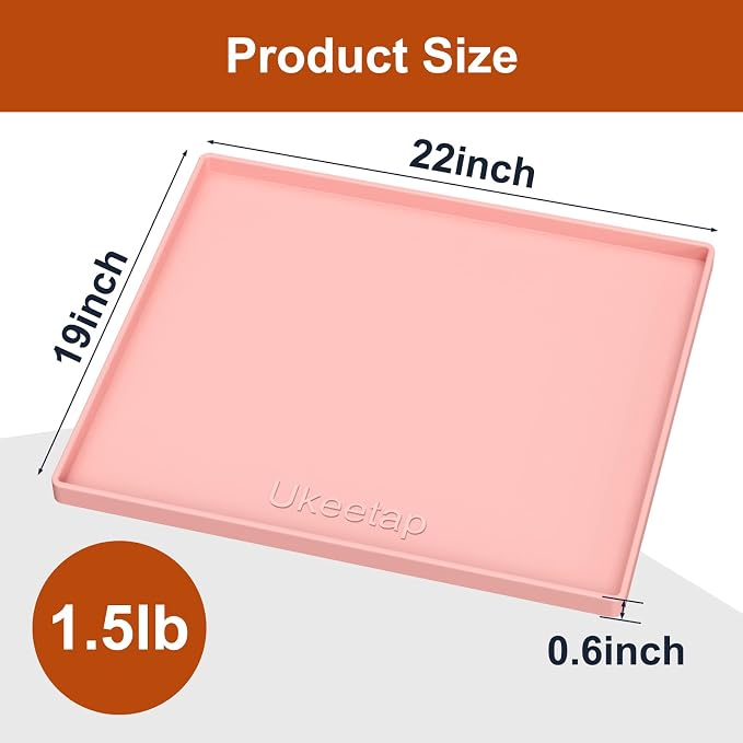 22" x 19" Extra Thick Silicone Mat Waterproof with Raised Edge, Pink | Under Sink Mat for Kitchen & Bathroom, Kitchen Cabinet Liner, Multi-Purpose for Storage & Protection - Image 7