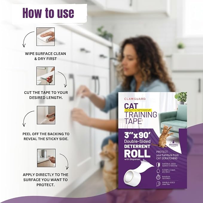 Cat Scratch Furniture Protector Tape Dispenser – Anti Scratch Cat Tape for Furniture, Couch Protector from Claws & Deterrent (XL) - Image 3