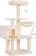 Heybly Cat Tree with Toy, 43.3 inch Cat Tower for Indoor Cats HCT004M | Cat Condo with Durable Sisal Scratching Posts, Cat House with Padded Plush Perch, Cozy Hammock, Beige by HEYBLY