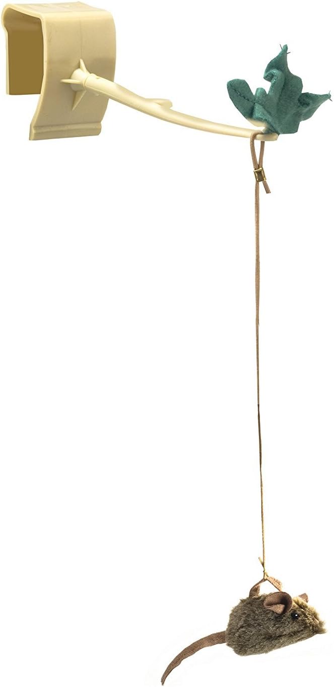 OurPet's Play-N-Squeak Batting Practice Interactive Cat Toy (Cat Toys for Stimulating Play with Real Mouse Sound, Catnip Toys to Entice Hunting Instincts) Brown 4.5 x 1.6 x 7.8 inches by OurPets