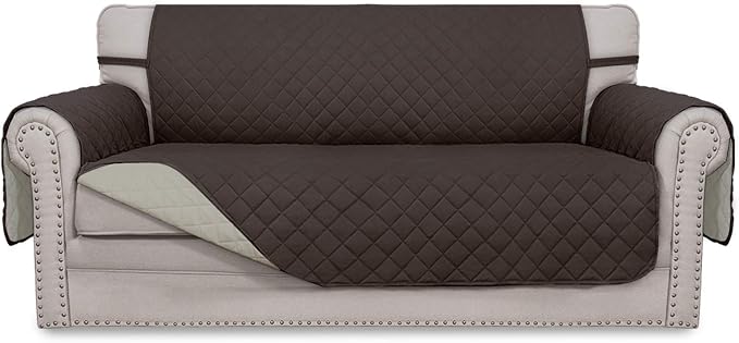 Easy-Going Reversible Couch Cover, 2 Cushion Sofa, Chocolate/Beige | Oversized Loveseat Slipcover For Dogs, Water Resistant Mat, Living Room, Non-Slip Sofa Cover, Pet Friendly by Easy-Going