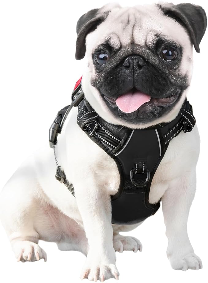 Reflective Dog Harness Large Breed Adjustable No Pull Vest | with Handle 2 Metal Rings 3 Buckles [Easy to Put on & Take off](L, Black) - Image 6