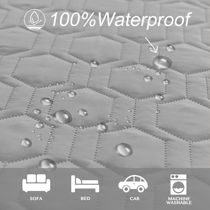 Tcksstex Waterproof and Non-Slip Dog Bed Cover and Pet Blanket Sofa Pet Bed Mat ，car Incontinence Mattress Protectors Furniture Couch Cover for Most Cats Dogs, Pets（82x102-Light Grey） - Image 2