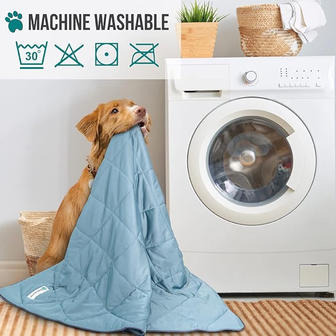 PetAmi Premium Cooling Dog Blanket | Lightweight Fluffy Pet Throw Blanket Bed Cover for Dogs, Cat, Puppies | Pet Blanket Furniture Protector Couch Sofa | Reversible Fuzzy Cozy | 90x90, Dusty Blue - Image 5