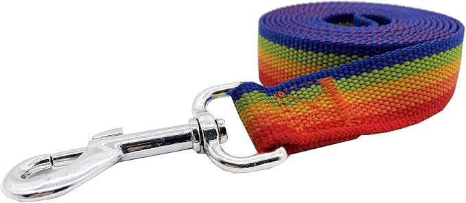 Nylon Dog Training Leash, Traction Rope, 4Ft /5 Foot /6 Feet Long, 5/8 inch 3/4 Inch 1 Inch Wide, for Small and Medium Dogs (Rainbow, 1'' x 15 FT) - Image 2