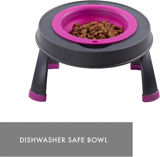 Dexas Pets Elevated Pet Feeder, Small, 1.5 Cup Capacity, Fuchsia, Raised Pet Food and Water Bowl - Image 3