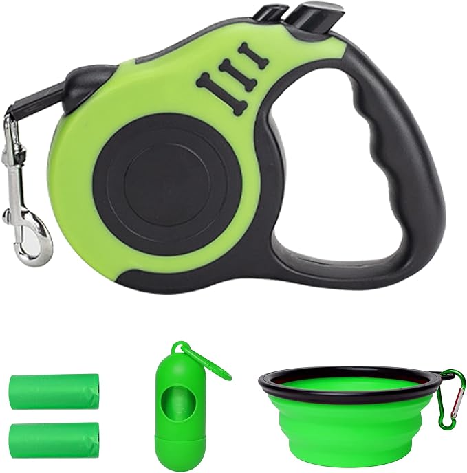 Retractable Dog Leash Automatic Telescopic Tractor Dog Tape | Pet Tape 10/16 FT Durable and Convenient, with Folding Bowl, Dispenser, Rubbish Bags, Suitable for Small and Medium Dogs by LIEVUIKEN