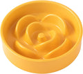 6'' Ceramic Slow Feeder Dog Bowls - Petal Shape Modern Dog Food Dish for Cats and Small Breed Dogs, Puzzle Maze Bowl to Slow Down Eating, Anti-Gulping, Dishwasher & Microwave Safe, Yellow by Welloyed