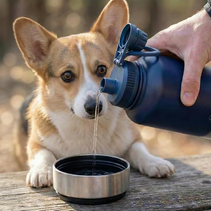 Dog Water Bottle for Travel Insulated Bottle for Small Dogs | Food Grade Plastic Bowls, Dishwasher Safe, 24H Cold 12H Hot, for Car Rides, Park Visits, Road Trips - Image 3