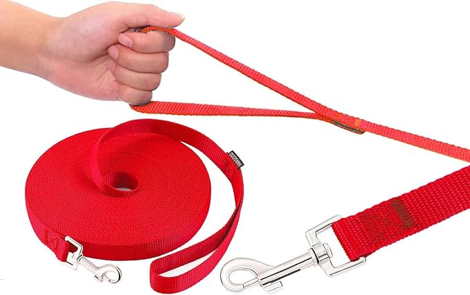 AMAGOOD Dog/Puppy Obedience Recall Training Agility Lead-15 ft 20 ft 30 ft 50 ft Long Leash-for Dog Training,Tie Out,Play,Safety,Camping (20Feet x 1Inch, Red) - Image 2
