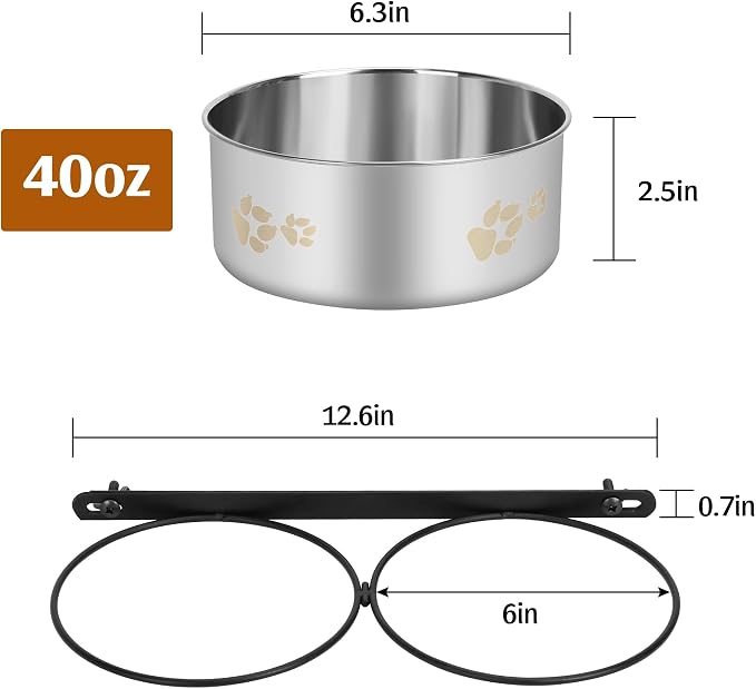 No Spill Dog Crate Water Bowls, 40oz Stainless Steel Dog Food and Water Bowl Set for Large/Medium/Small Pets, Detachable Hanging Pets Bowls for Cage, Kennel, Crate,Convenient for Adding Food and Water - Image 2
