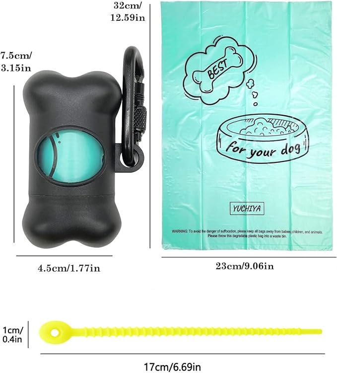 Dog Poop Pickup Bags Holder Dispenser with Standard-Sized Leak-Proof Scented Doggy Waste Bags and Carabiner with Safety Lock&Fastener Never Loose on Leash Lead Again (1 Holder 195 Bags, Black) - Image 6