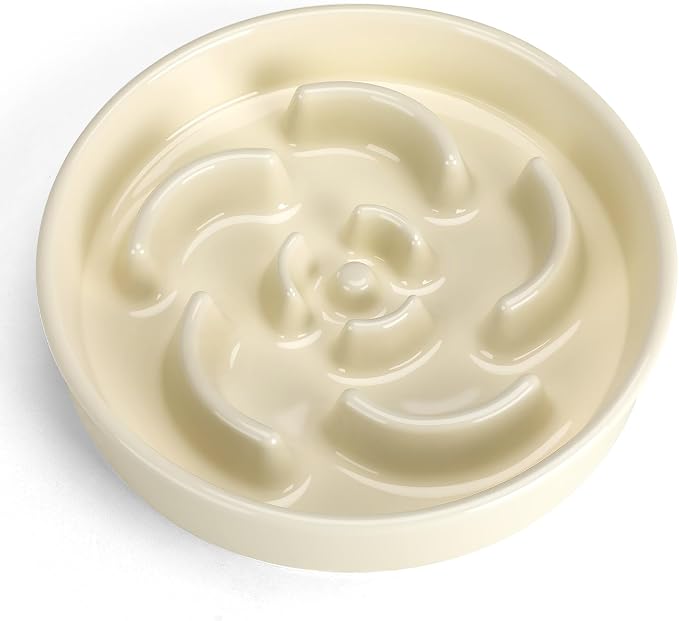 Ceramic Slow Feeder Dog Bowl, 2 Cups Maze Puzzle Dish to Slow Down Eating | Premium Ceramic Material with Anti-Slip Design, Suitable for Small, Medium and Large Breed Dogs Daily Feeding by Anipaw