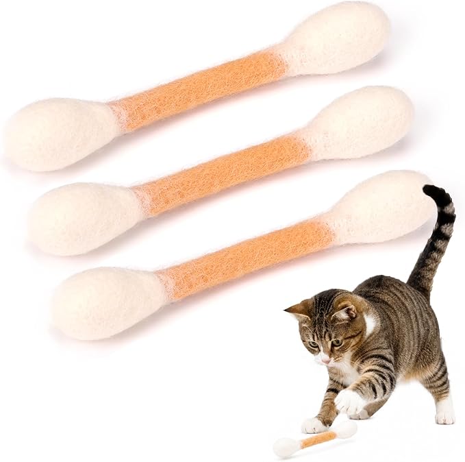 Swabs Cat Toys with Catnip, Cat Toys for Indoor Cats, 3Pcs | Cat Qtip Toy, Durable for Chew, Interactive Kicker Toy, Soft Felt, Cotton-Swab-Shaped Cat Toys for Cat Lover Gift by WelcometotheNOIUNALOfficial