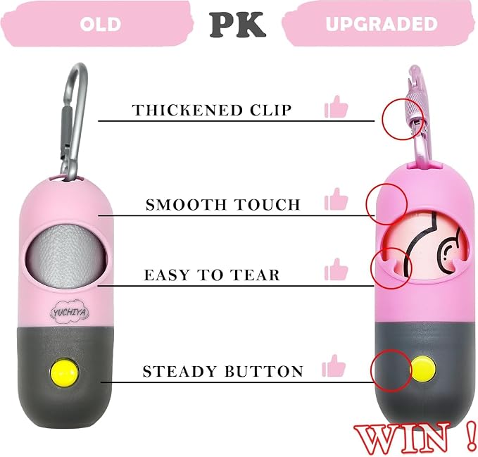 Dog Poop Bags Holder with LED Flashlight|Pet Waste Bags Dispenser for Leash|Doggie Potty Bags Container with Leak-proof Pet Trash Bags and Accessories (1 Holder 195 Bags, Pink) - Image 2