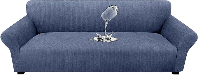 Waterproof Couch Cover, Stretch Non-Slip Oversized Sofa Slipcover with Elastic Bottom Stay-in-Place - Leakproof Furniture Protector for Kids & Pets - Washable (Oversized Sofa, Blue Gray) by Unknown
