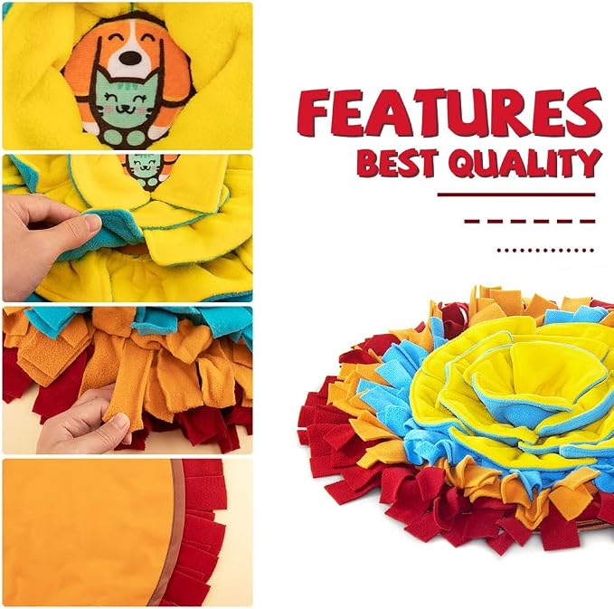 AWOOF Pet Snuffle Mat for Dogs, Interactive Feed Game for Boredom, Encourages Natural Foraging Skills for Cats Dogs Bowl Travel Use, Dog Treat Dispenser Indoor Outdoor Stress Relief (red) - Image 4