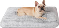Bedfolks Plush Dog Crate Bed, Washable Cover, Faux Fur Dog Kennel Pad - 35"x23", Grey by Bedfolks
