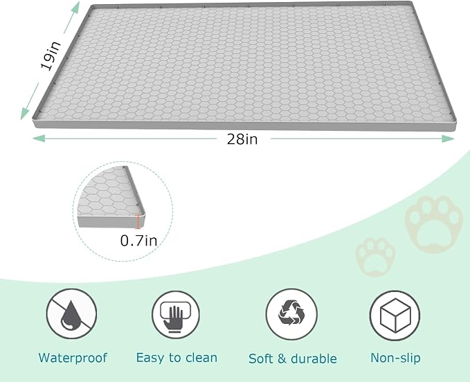 Cat Litter Mat for Litter Box, Silicone Large Cat Litter Trapping Mat - 28x19 in, Waterproof & Non-Slip, Durable & Easy Clean, Light Grey - Image 4