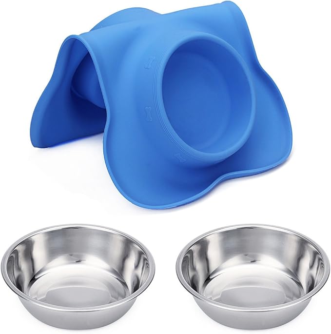 Hubulk Pet Dog Bowls 2 Stainless Steel Dog Bowl with No Spill Non-Skid Silicone Mat + Pet Food Scoop Water and Food Feeder Bowls for Feeding Small Medium Large Dogs Cats Puppies (Large, Blue) - Image 7