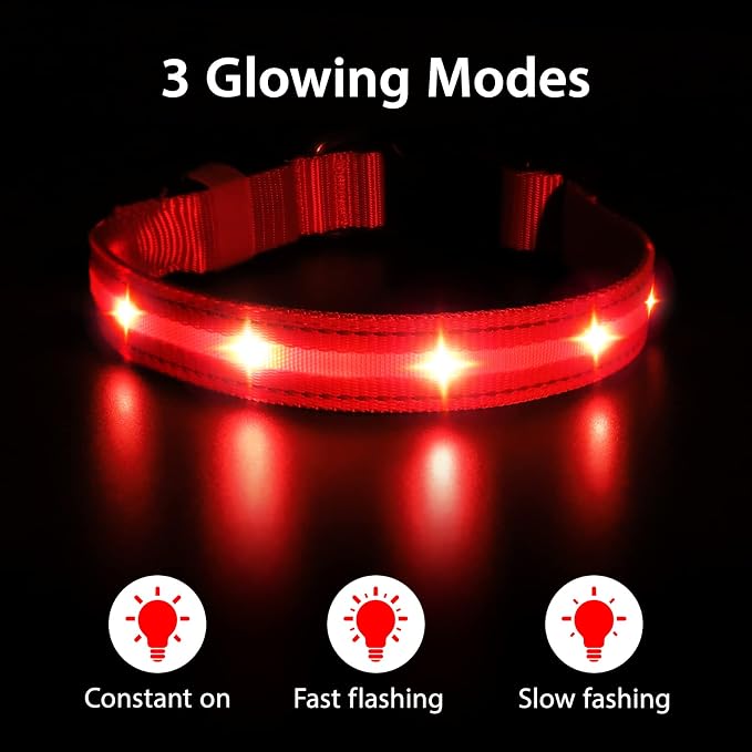 MASBRILL Led Dog Collar, Rechargeable Light Up Collar with Flashing Glow for Night Safety - Image 3