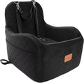 Lealchum Dog Booster Car Seat for Small/Medium Dogs Up to 35lbs,Elevated Cushion Fits in Front/Back Seat,Fully Detachable and Washable,2 Storage Pockets & Dog Leashes,Easy to Install(Black,Medium) by Lealchum