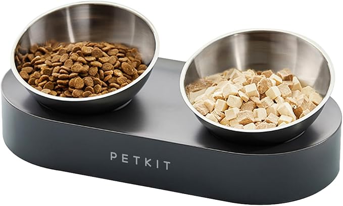 PETKIT 304 Stainless Steel Elevated Cat Bowls&Dog Bowls,Raised Cat Food and Water Bowl Set, Non-Slip, Anti Vomiting 15°Tilted Cat Small Animal Plate by Unknown