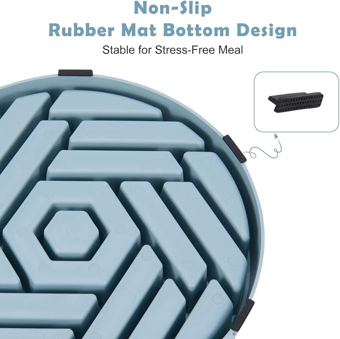 TOBYTO Slow Feeder Dog Bowls Large Medium Breed,Anti-Choking Slow Eating Dog Food Bowl,Non Slip Pet Slower Food Feeding Bowls Large Puzzle Slow Feeder Bloat Stop Maze Dog Dishes,Mist Blue - Image 8
