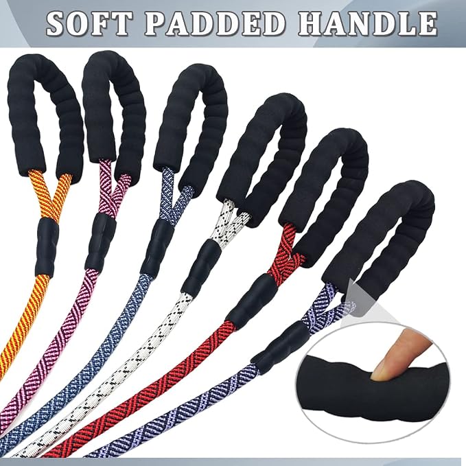 MayPaw 6ft Rope Dog Leash for Large Medium Dogs Soft Handle Dog Lead | 1/2-In Thick Lead, Soft Padded Handle Strong Nylon Pet Leash, 14+ Colors (1/2" * 6', Red Black) - Image 3