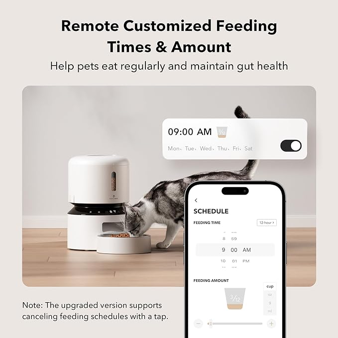 PETLIBRO Automatic Cat Feeder, 5G WiFi Automatic Pet Feeder with Freshness Preservation, 3L Timed Cat Feeders for Dry Food, Up to 48 Portions 10 Meals Per Day, Granary Pet Feeder for Cat/Dog, White - Image 2