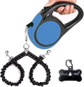 Dual Retractable Dog Leash Small Breed (Up to 44 Lbs Each) - 18.5 FT Extendable Double Headed Pet Leash with Poop Bags, Non Slip Grip - One Button Break & Lock, 360° Tangle-Free (Blue, Medium) by Unknown