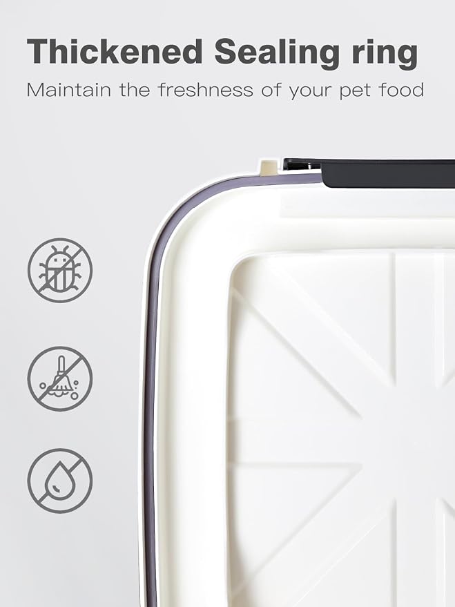 LivLab Mker 6 lb Airtight Dog Food Storage Container with Scoop, White | Airtight snap-lock lid, clear BPA-free body, and measuring cup keep dry dog or cat food, treats, cereal, and grain organized. - Image 3
