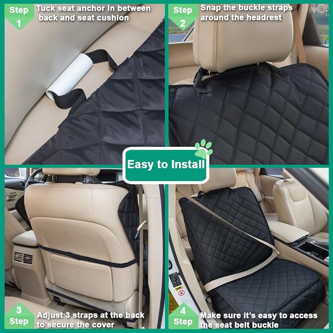 Waterproof Front Seat Cover Dog Car Seat Covers Nonslip and Full Protection with Side Flaps Fits Most Cars, Trucks, SUVs(Black, 2Pack) - Image 5