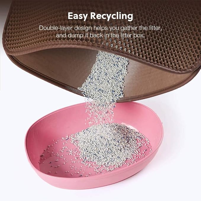 Cat Litter Mat, Kitty Litter Trapping Mat, Honeycomb Double Layer Mats, No Phthalate, Urine Waterproof, Easy Clean, Scatter Control, Catcher Litter Tray Box Rug Carpet - Image 4