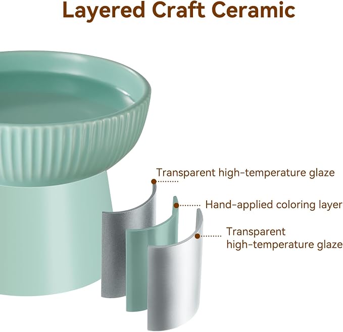 Ceramic Elevated Cat Bowls-Water Bowl, 15° Tilted Design, Anti-Vomiting & Spine Protection, Prevent Whisker Fatigue for Kittens to Adult Cats and Small Dogs (White-15° Cat Bowls-2) - Image 3
