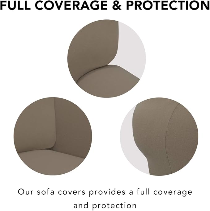 PureFit Stretch Oversized Couch Covers Fleece Sofa Slipcovers Natural | 1-Piece Sofa Cover Washable Soft Couch Protector, Couch Slipcover with Non Skid Foam and Elastic Bottom for Kids, Dogs - Image 3