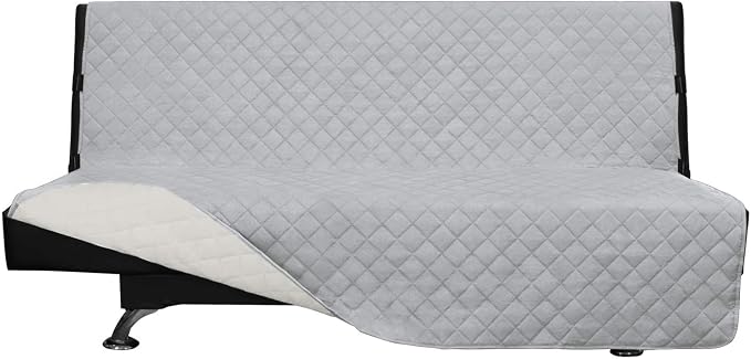 Easy-Going Reversible Couch Cover, Large Futon Sofa, Light Gray/Ivory | Machine Washable Slipcover For Dogs, Water Resistant Furniture Mat For Living Room, Non-Slip Sofa Cover, Pet Friendly by Easy-Going