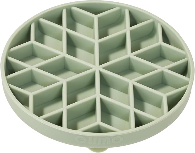 OHMO Slow Feeder Dog Bowl, 5.9" Lick Mat for Dogs, Diamond, Sage Green | Cat Slow Feeder Bowl, Anti Choking, Enrichment Toys, Easy Clean BPA-Free Silicone Feeding Bowl, Boredom and Anxiety Reducer by OHMO