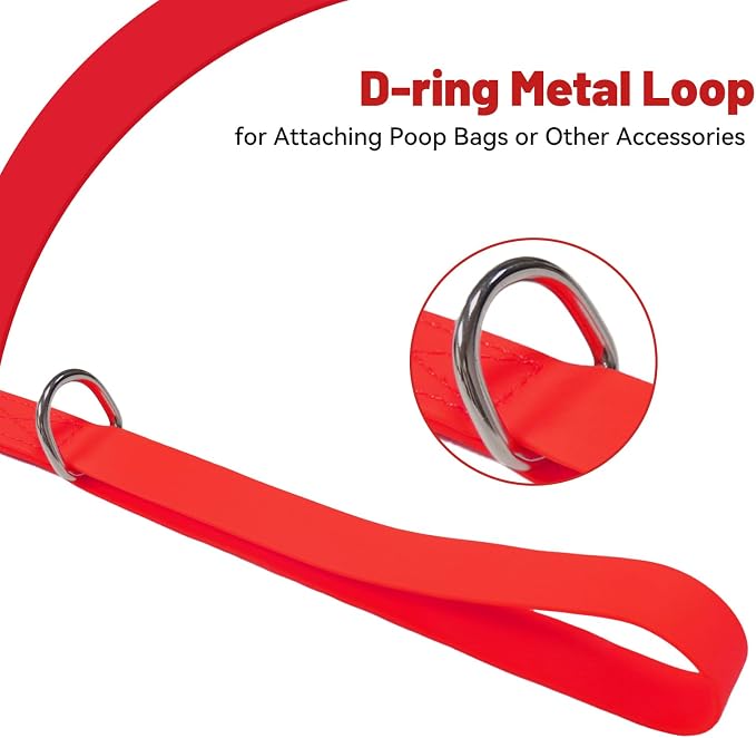 Waterproof Dog Leash, 5/6 FT Durable Odor-Proof Dog Leashes with Strong Metal Hooks Fits Small Medium or Large Dogs (Red, 5FT - 3/4 inch Width) - Image 3