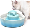 360 Ceramic Pet Fountain, Advanced Porcelain Cat Water Fountain, 70 oz.Drinking Fountains Bowl for Cat and Dogs with Replacement Filters and Foam (Green Blue) by Cepheus