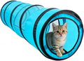 PAWISE Cat Tunnel for Indoor Cats, Collapsible Pet Tube with Peek Hole | Peek hole, tear-proof polyester, 10.5x34.5in, for cats rabbits, blue by PAWISE