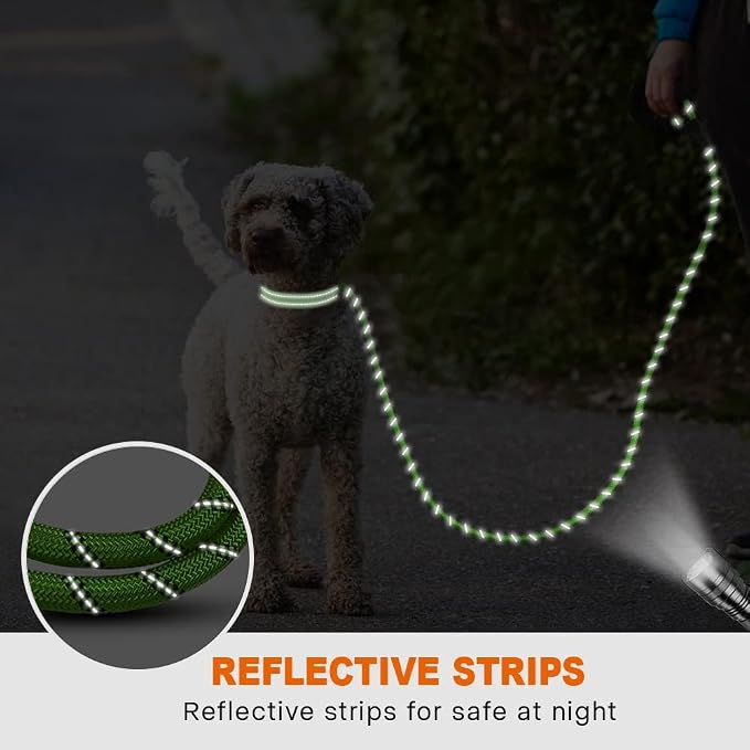 Taglory Rope Dog Leash for Small Medium Dogs, 6 FT Padded Handle, Green | Made of Climbing Rope, Reflective for Night Walks and Training, Comfortable Grip, Anti-tangle Swivel Clip, 3/8 inch - Image 5
