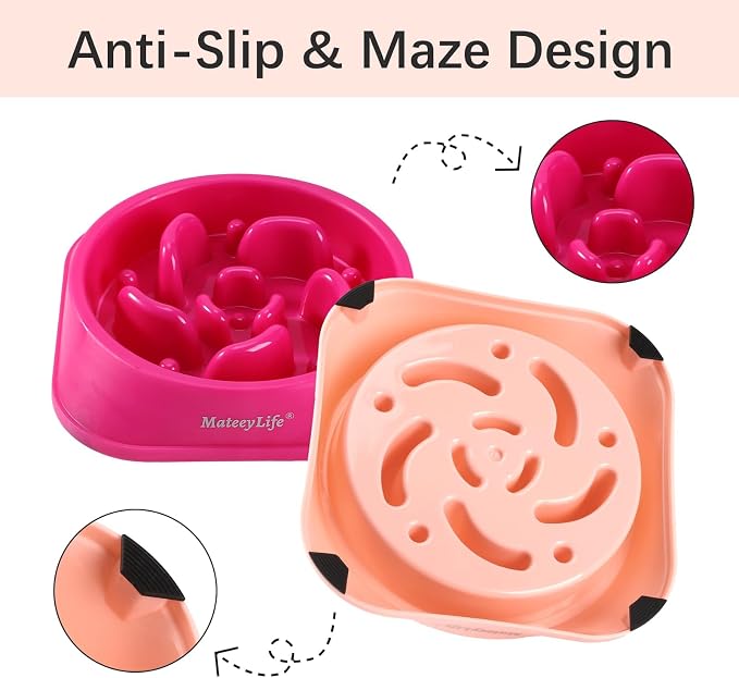 MateeyLife 2-Pack Slow Feeder Dog Bowls, 2 Cups, Dog Puzzle Feeder Bowl | Food-contact safe, dishwasher safe, non-slip base, maze design, for fast eaters, for dogs and cats, daily mealtimes - Image 4