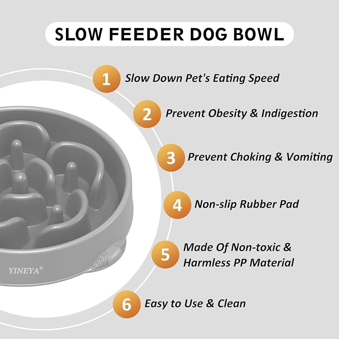 YINEYA 4 Cups Slow Feeder Dog Bowls Large Breed, Anti-Choking Pet Supplies, Maze Dog Food Bowl, Puzzle Feeder That Slow Down Eating 2PCS - Image 2
