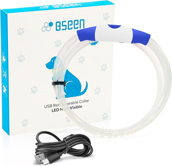 Light Up Dog Collar - 360° Visible Rainproof LED Dog Collar Rechargeable - TPU Cuttable Glowing Pet Collar for Small Medium Large Dogs - Safety Dog Lights for Night Walking& Camping (Blue 70cm) - Image 8