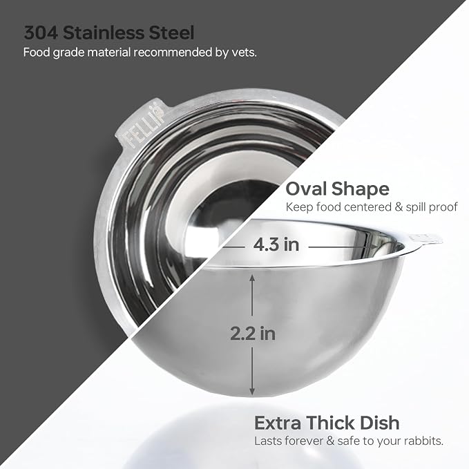 Felli Oblik 15° Tilted Small Animal Bowls for Pet Food & Water 6 oz Stainless Steel Dish Removable, Slanted Metal Plate Feeder for Kitten Puppy Rabbit Bunny Guinchilla Pig (0.75 Cups, Smoky) - Image 3