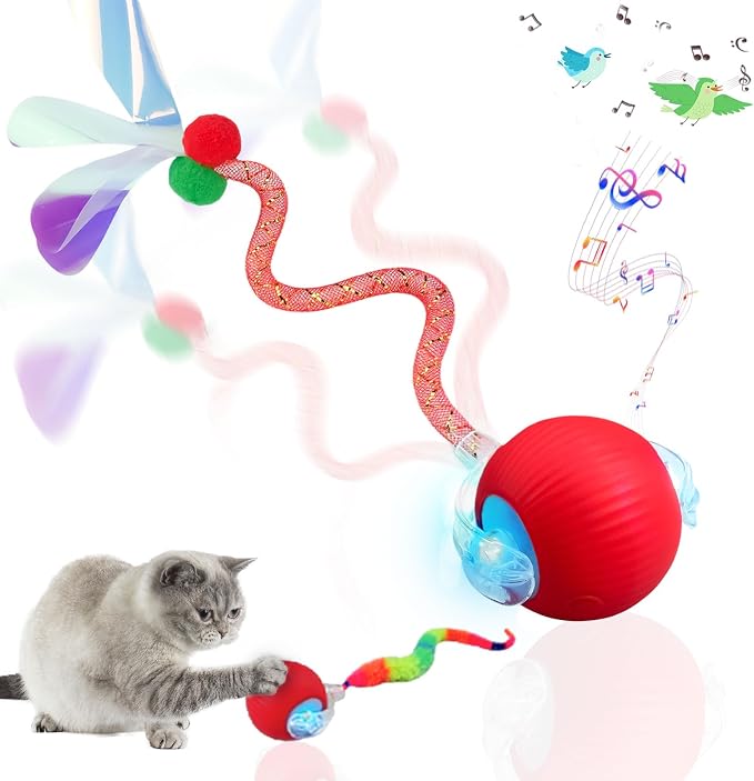 Interactive Cat Toy Ball, Smart Moving Pet Toy for Cats & Dogs | cat toys for indoor cats | speedy tail 2.0 cat toy|cat teaser toy|interactive motion activated cat toys| stimulating cat toys by Unknown