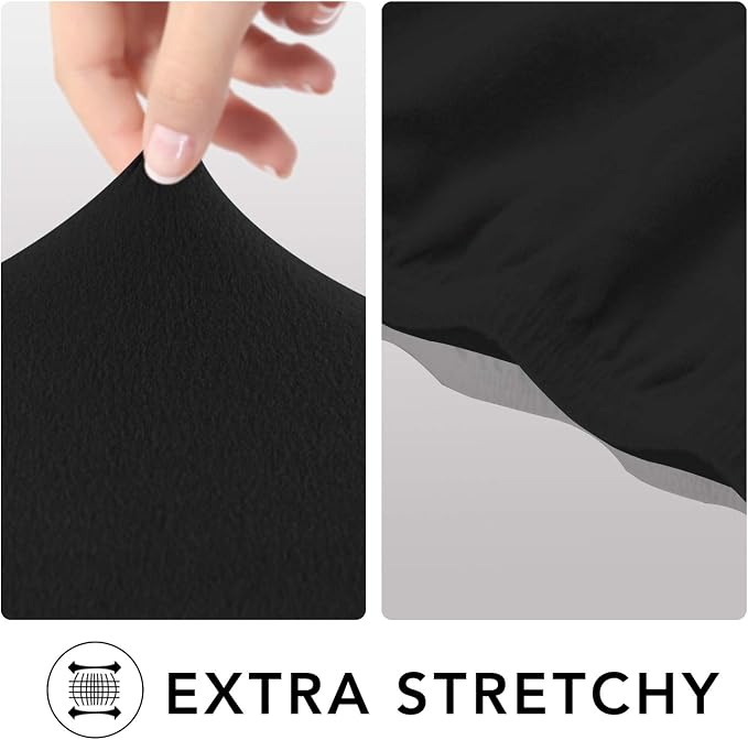PureFit Stretch Loveseat Covers Fleece Couch Covers for Sofa Black | 1-Piece Sofa Slipcover Soft Couch Protector, Sofa Cover Washable with Non Skid Foam and Elastic Bottom for Kids, Dogs - Image 4