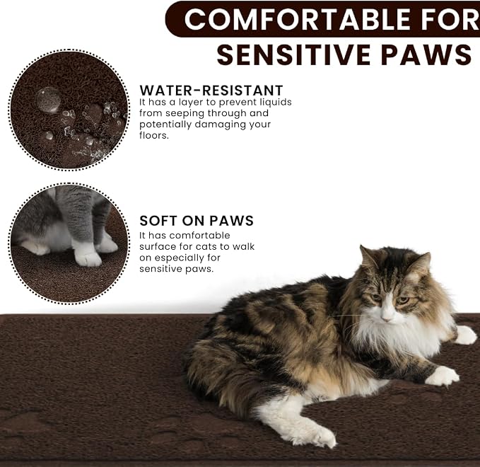 Andalus Medium Cat Litter Mat, Pack of 1 - Waterproof, Non-Slip & Easy to Clean Cat Litter Box Mat for Extra Efficient Pet Litter-Trapping, Brown (23.5” X 15.75”) - Image 4